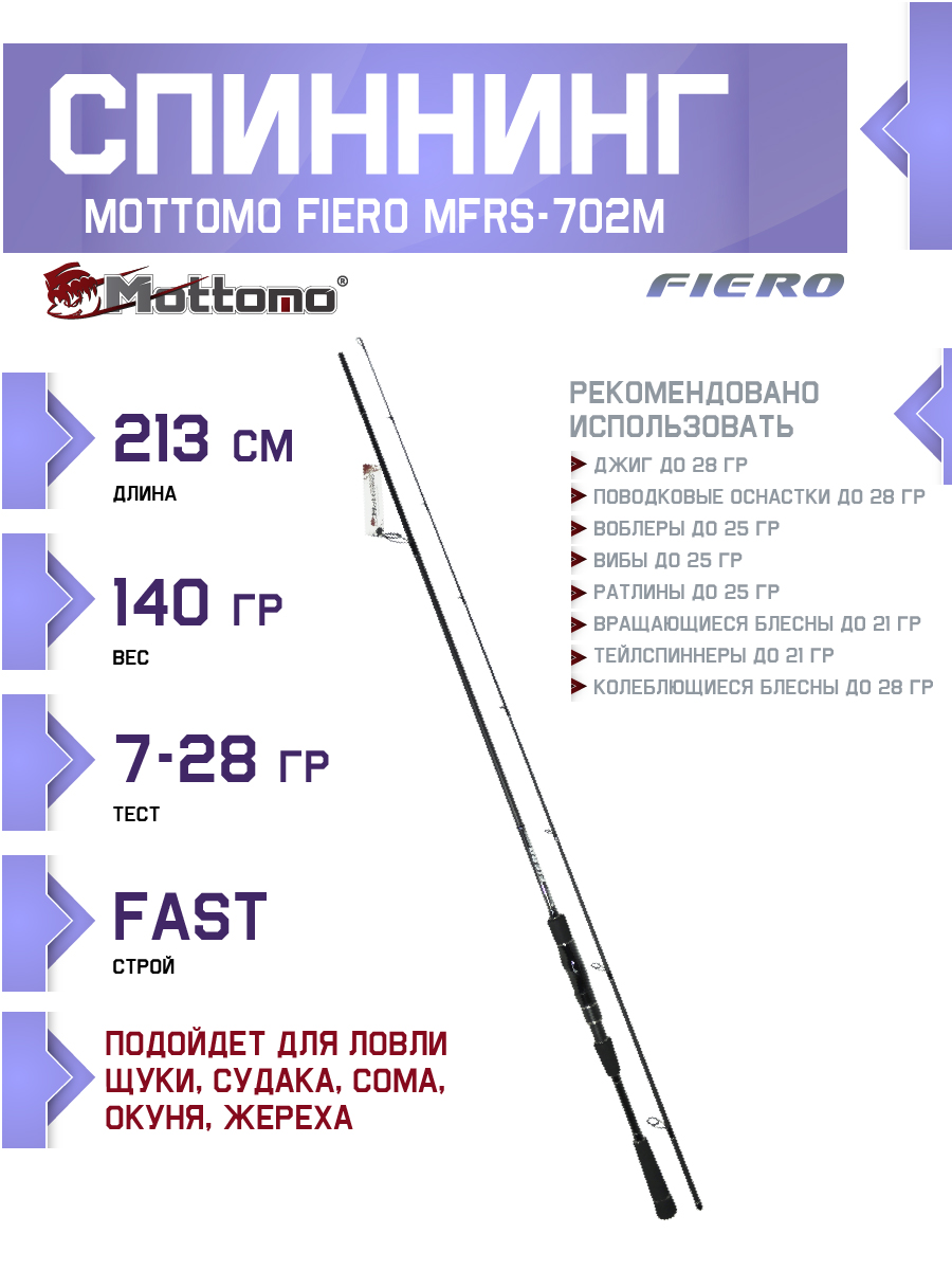 Спиннинг Mottomo Fiero MFRS-702M 213см/7-28g