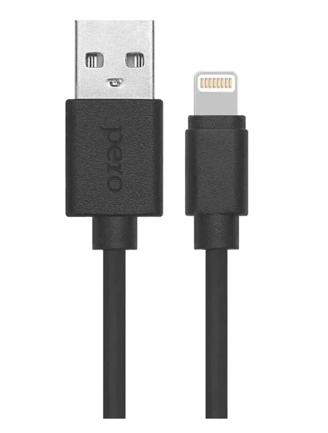 Кабель PERO DC-03 Lightning - USB, 2,4 А, 2м, черный