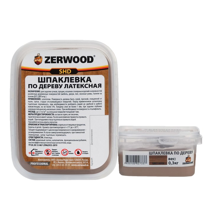 Шпаклевка ZERWOOD SHD по дереву латексная орех  0,3кг