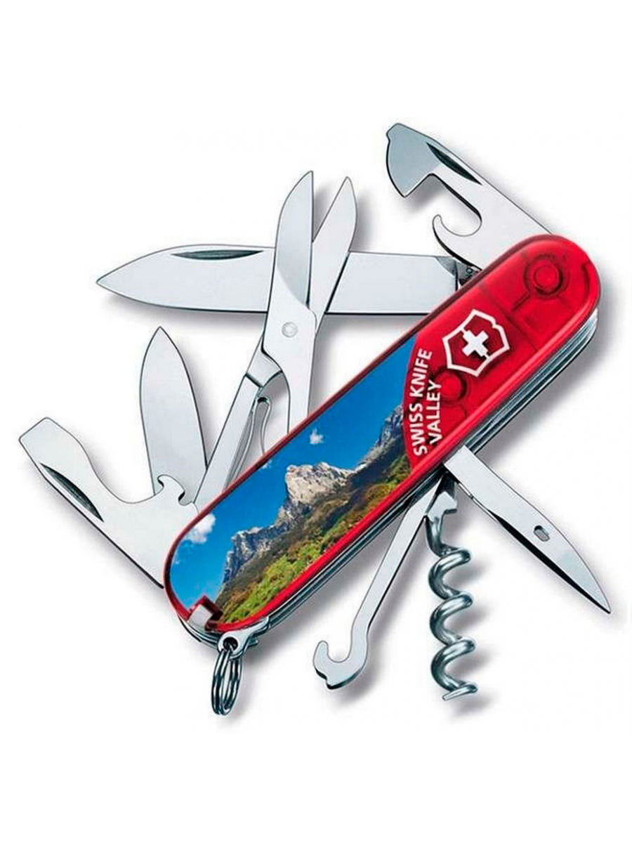 

Нож Victorinox Climber Valley красный полупрозрачный/рисунок (1.3703.te9), Разноцветный