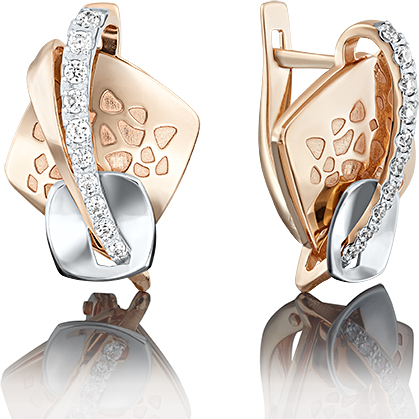 

Серьги из комбинированного золота с фианитом PLATINA jewelry 02-4017-00-401-1111-48, 02-4017-00-401-1111-48
