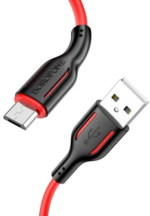

Кабель Borofone BX63, microUSB - USB, 2.4 А, 1 м, TPE оплетка, красный
