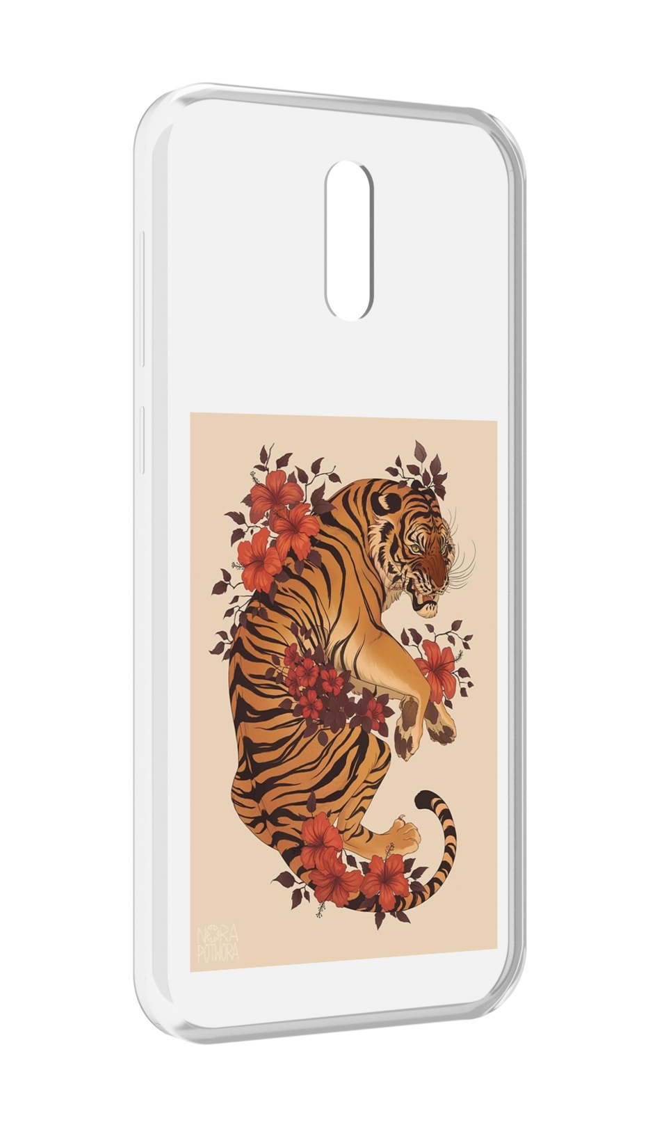 

Чехол MyPads злой-тигр-с-цветами для Alcatel 3L (2019), Прозрачный, Tocco