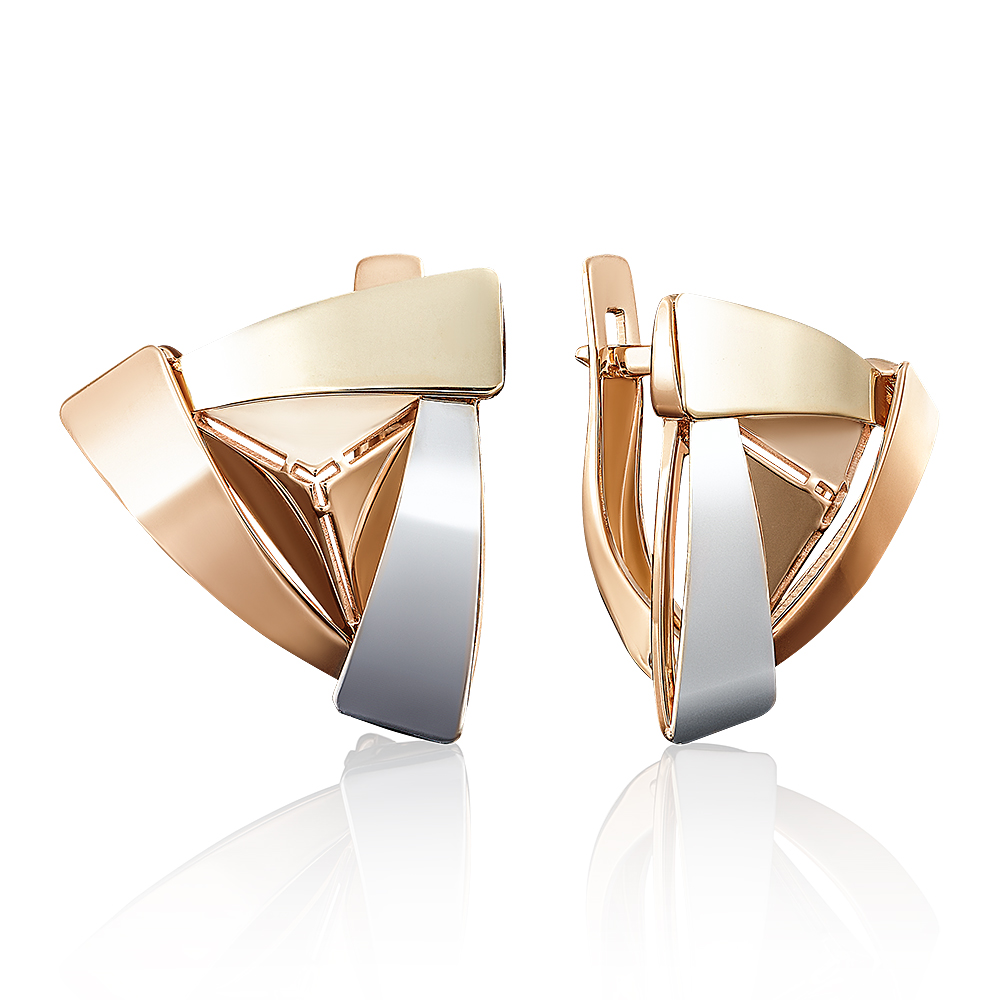 

Серьги из комбинированного золота PLATINA jewelry 02-3915-00-000-1140-48, 02-3915-00-000-1140-48