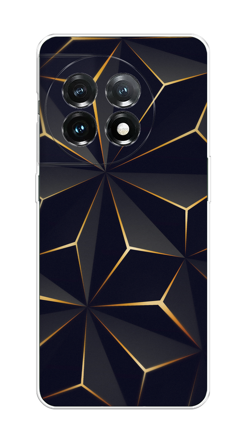 

Чехол на OnePlus 11 "Черные полигоны", Золотистый;черный, 153650-3