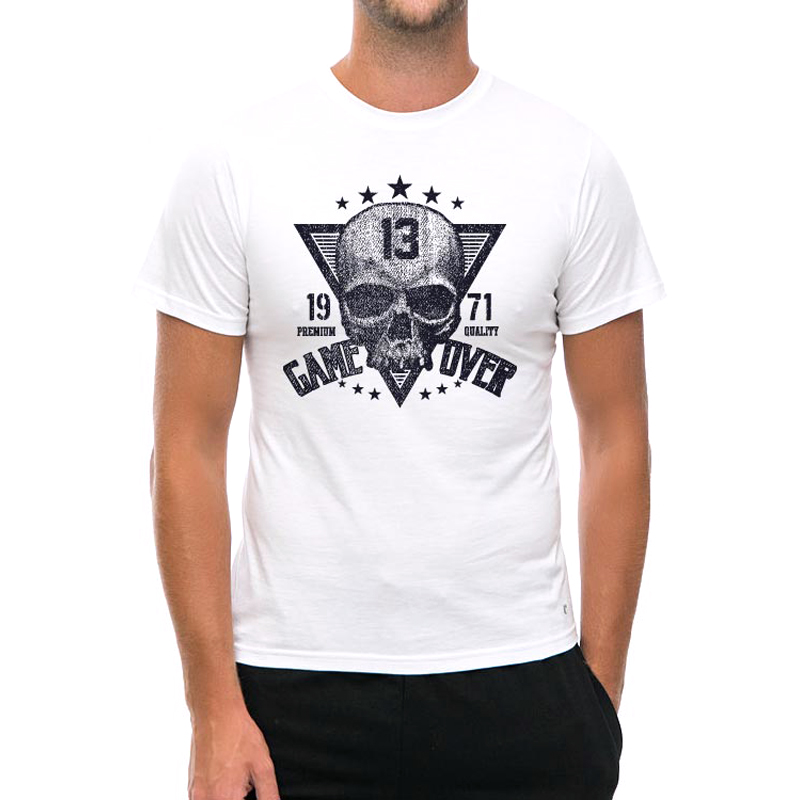 

Футболка унисекс NoBrand Game Over Skull 1971 белая XL, Белый, Game Over Skull 1971