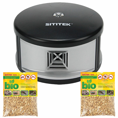 

Отпугиватель грызунов SITITEK 360 в комплекте с BIO-1 2 шт. 70124, Серый;черный