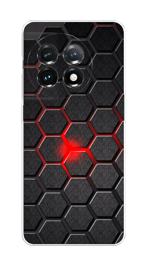 

Чехол на OnePlus 11 "Соты красные", Красный;черный;серый, 153650-3