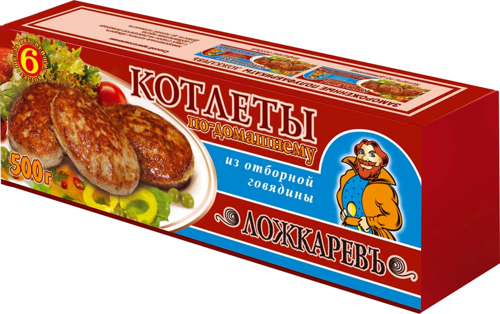 

Котлеты Ложкаревъ По-домашнему из отборной говядины, 500 г