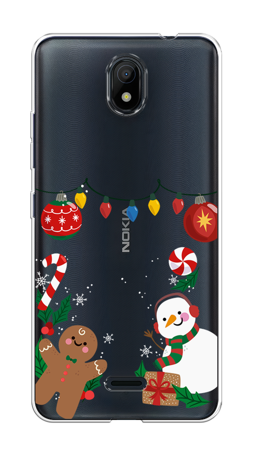 

Чехол на Nokia C100 "Новогоднее настроение", Коричневый;красный;зеленый, 125350-5