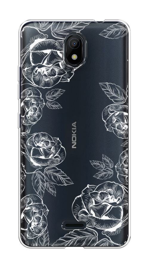 

Чехол на Nokia C100 "Розы графика", Черный;серый, 125350-2