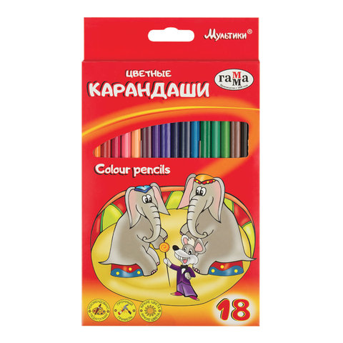 

Карандаши цветные Гамма "Мультики", 18 цветов, заточенные, 05091808, 050918_08, 3 шт, Разноцветные
