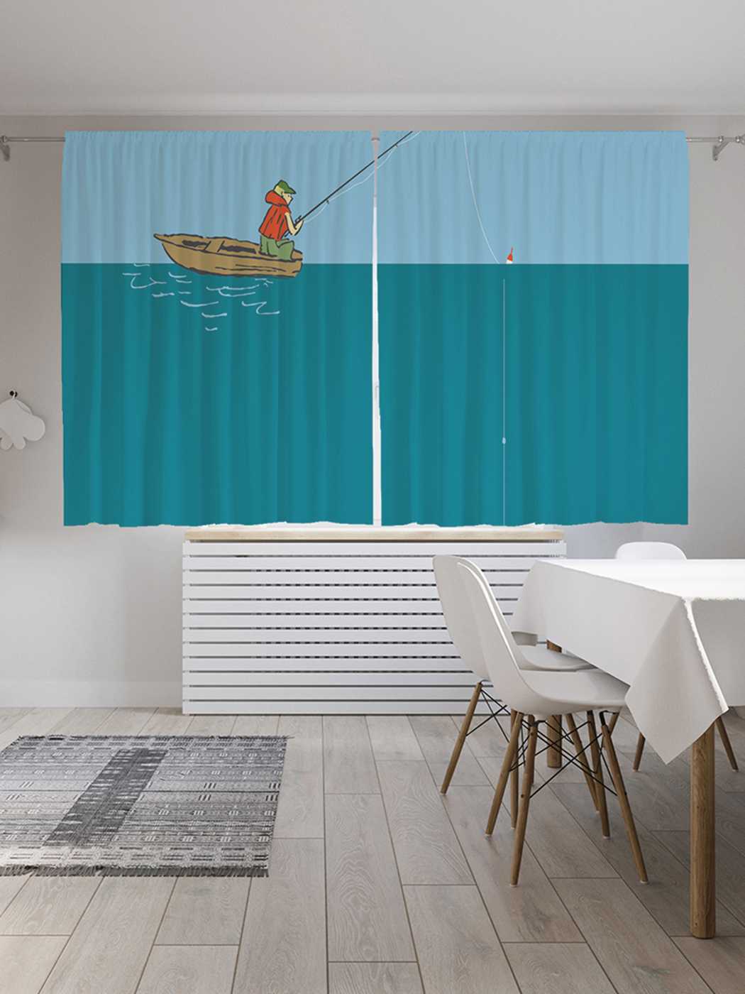 фото Классические шторы joyarty "тихая рыбалка", серия oxford delux, 2 полотна 145x180 см