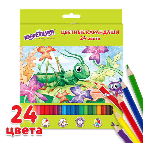 

Карандаши цветные Юнландия "В ГОСТЯХ У БУКАШЕК", 24 цвета, классические 181380, 3 шт, Разноцветные