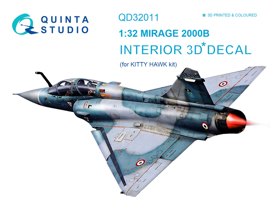 

QD32011 1/32 3D Декаль интерьера кабины Mirage 2000B для модели Kitty Hawk, Цветной