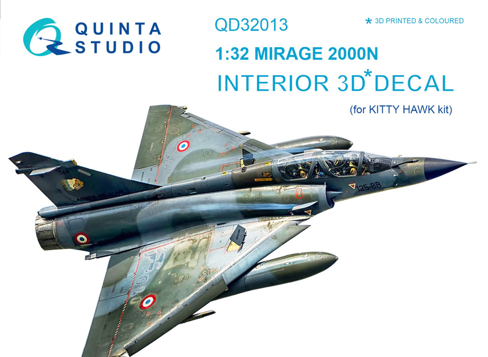 

QD32013 1/32 3D Декаль интерьера кабины Mirage 2000N для модели Kitty Hawk, Цветной