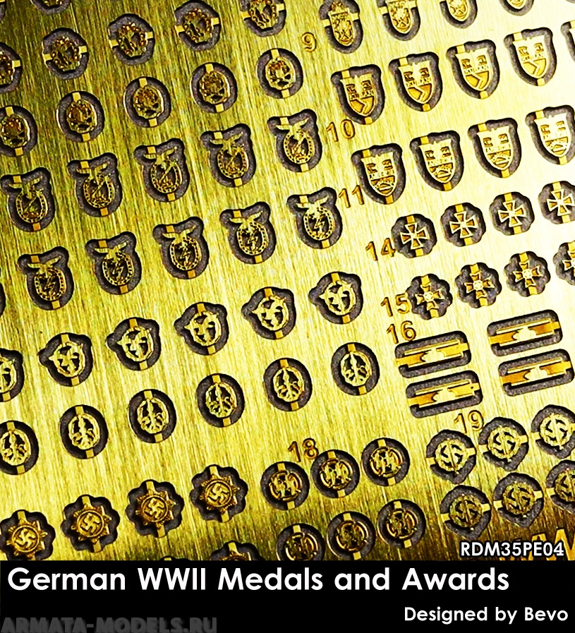 

RDM35PE04 Немецки наградные знаки и медали German WWII Medals and Awards, Однотонный