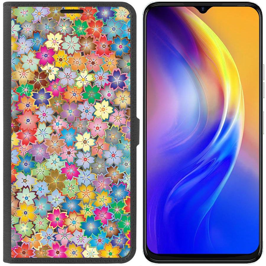 

Чехол-книжка Eco Book для Tecno Spark 10C Цветочный паттерн 4, Черный