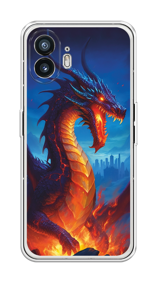 

Чехол на Nothing Phone (2) "Дракон над лавой", Оранжевый;коричневый;синий, 3300250-1