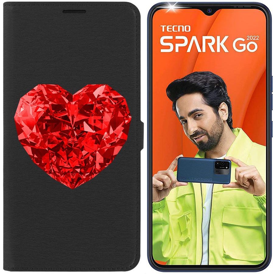 Чехол-книжка Eco Book для Tecno Spark Go 2022 Рубиновое сердце
