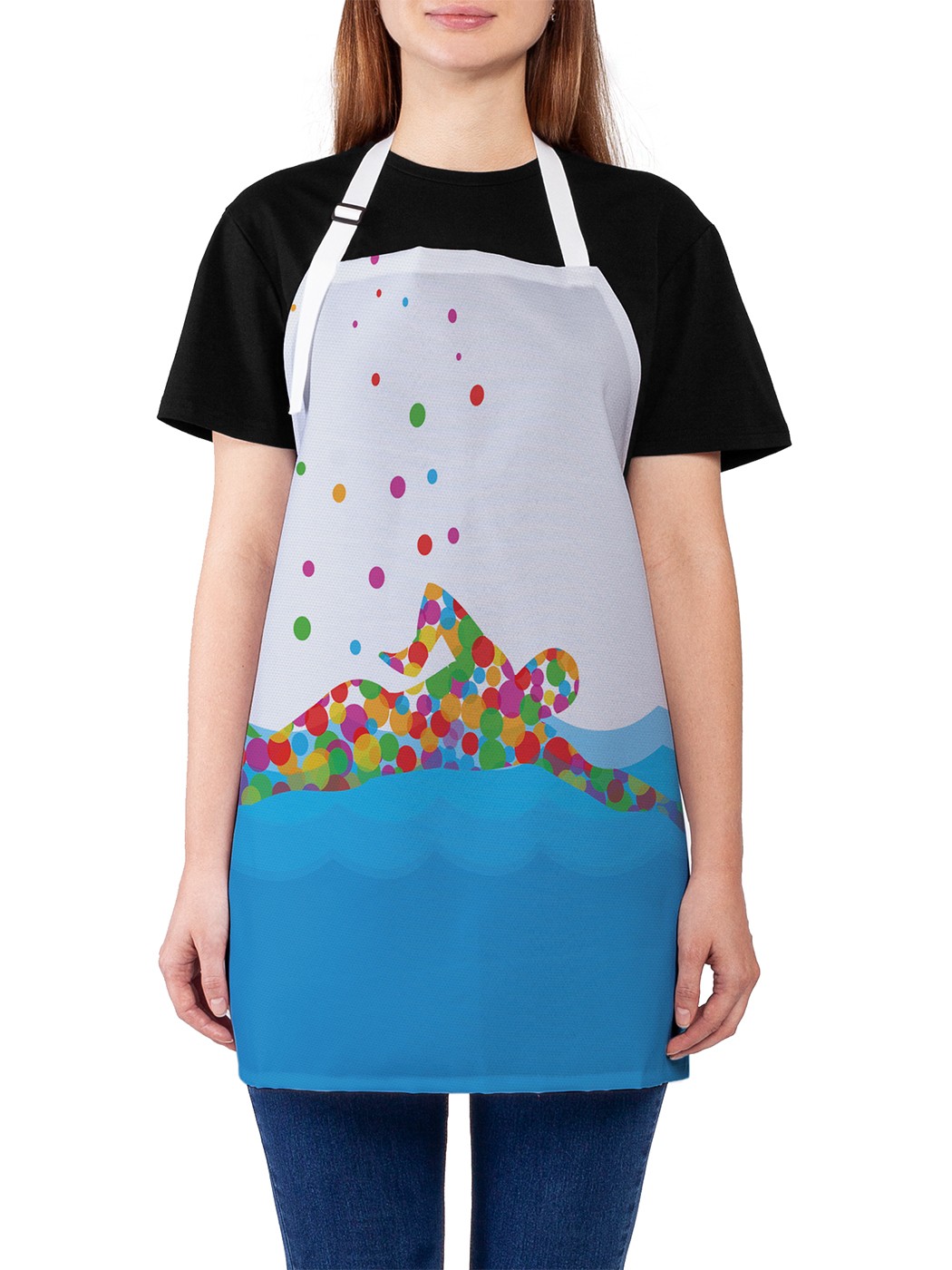 

Фартук женский JoyArty для готовки "Красочное плавание", универсальный размер, Розовый
