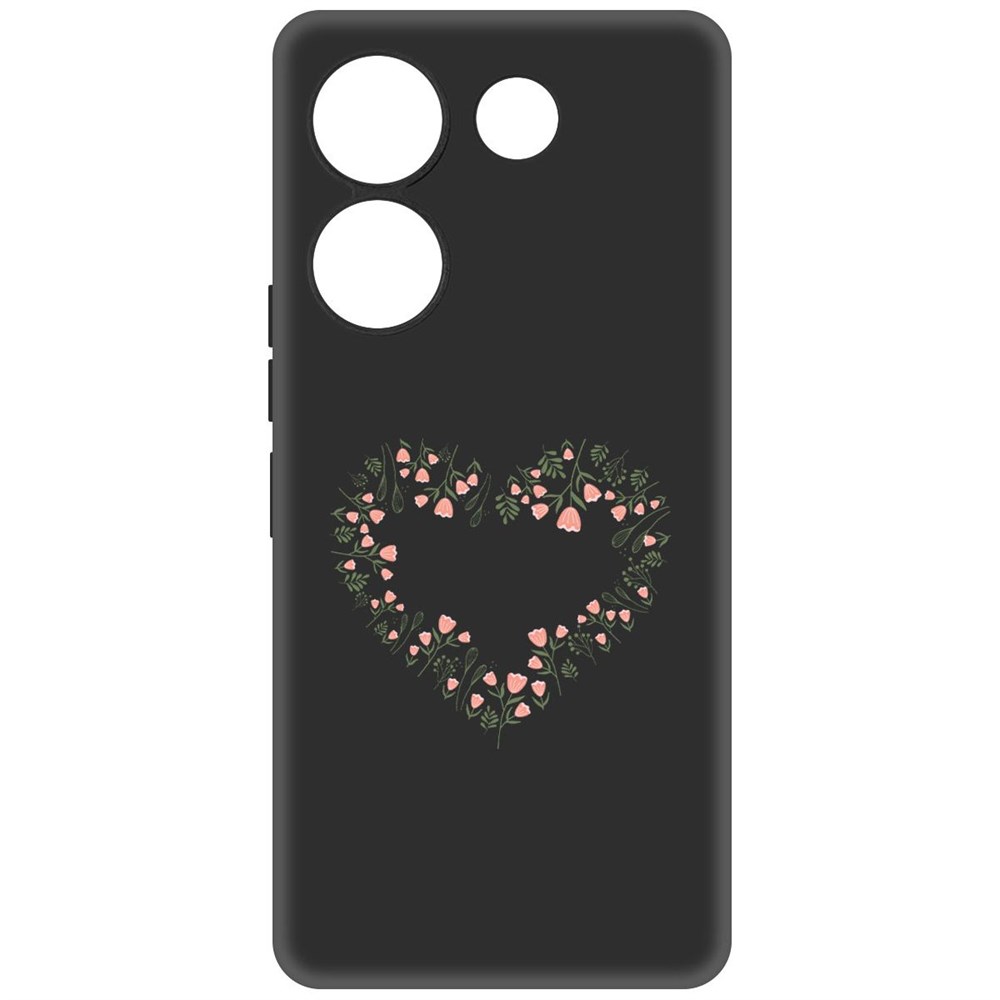 

Чехол-накладка Krutoff Soft Case Цветочное сердце для TECNO Camon 20 Pro черный