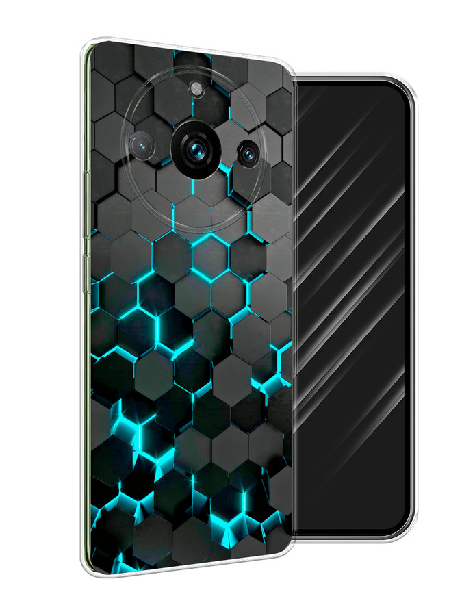 

Чехол Awog на Realme 11 Pro "Соты бирюзовые", Черный;бирюзовый;синий