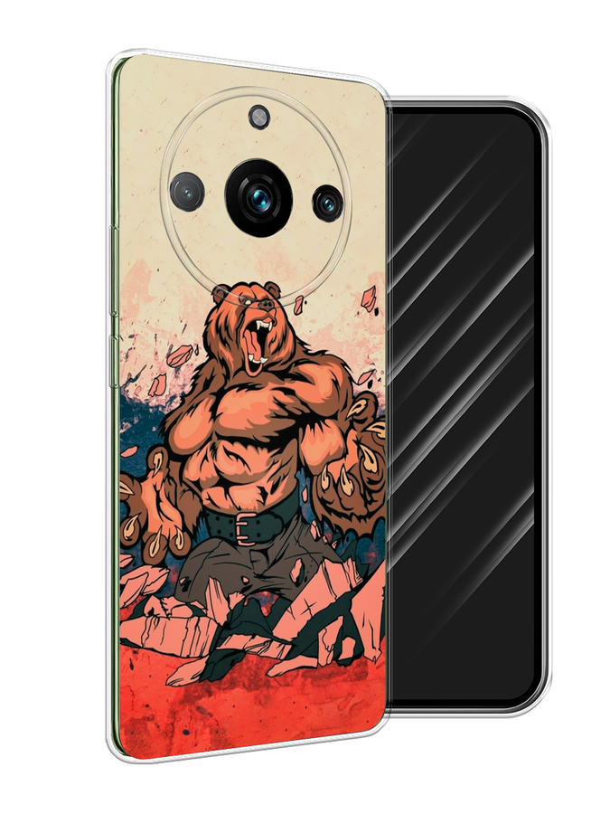 

Чехол Awog на Realme 11 Pro "Медведь с флагом РФ", Коричневый;синий;красный