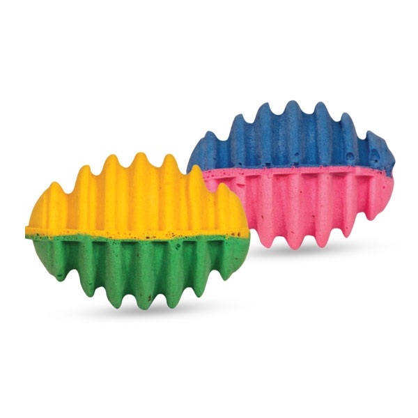 

игрушка Триол для кошек Мяч поролон ДЛЯ РЕГБИ СПИРАЛЬНЫЙ двуцветный 05Т