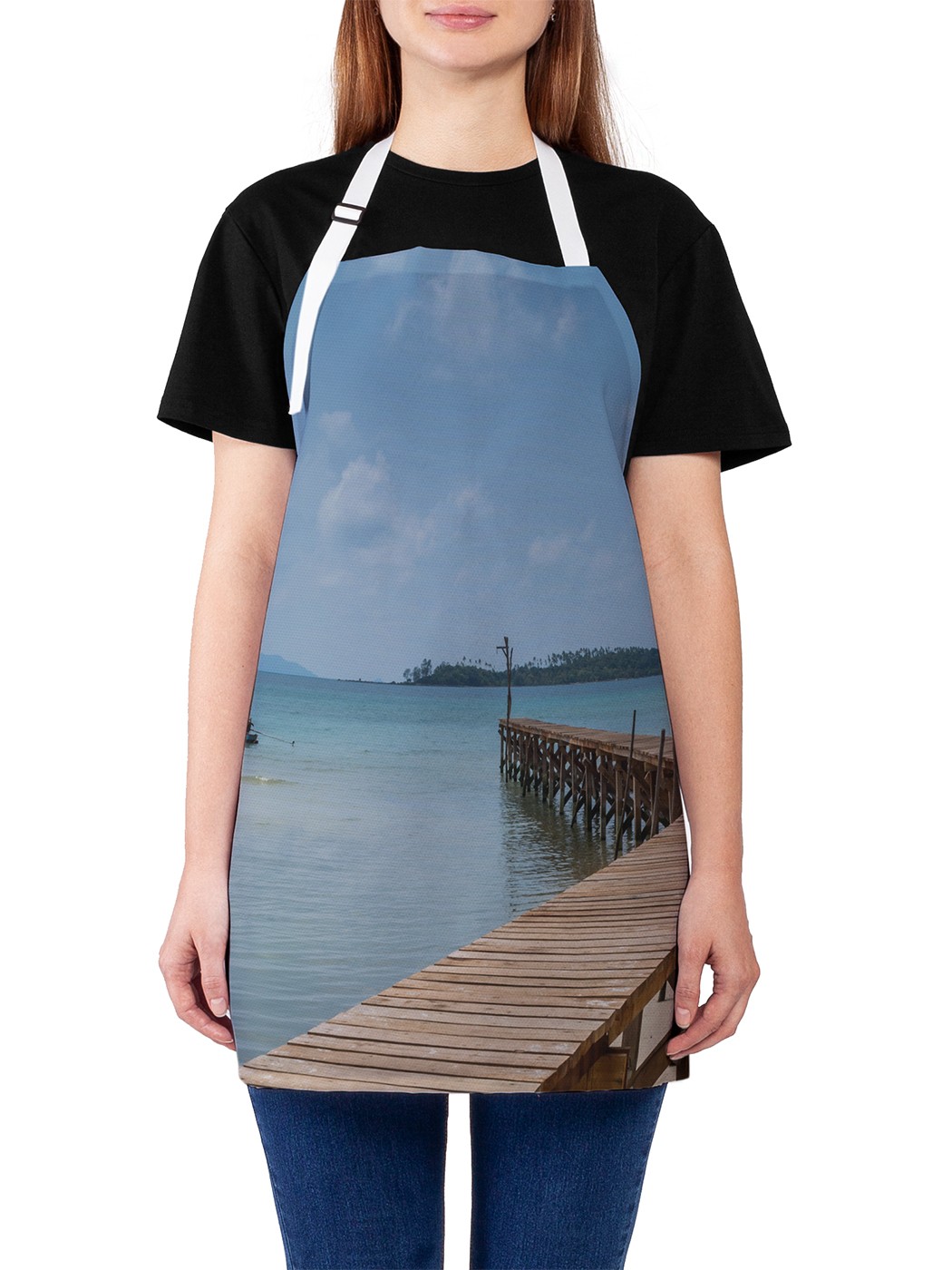 

Фартук женский JoyArty для готовки "Мостик у пляжа", универсальный размер, Розовый