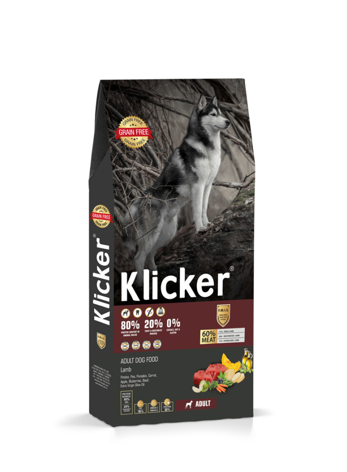 Сухой корм для собак Klicker Adult Dog Lamb с ягненком, 1 кг