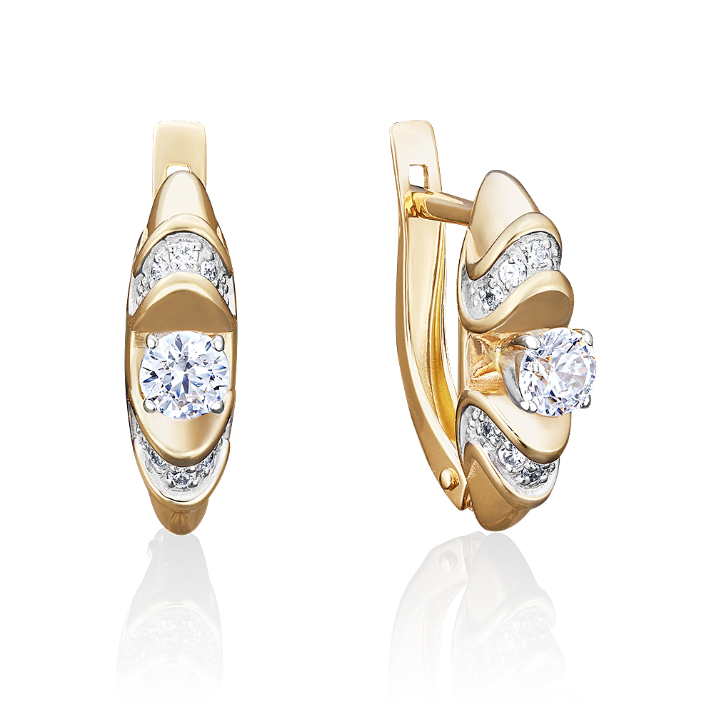 

Серьги из желтого золота с swarovski PLATINA jewelry 02-3803-00-501-1121-38, 02-3803-00-501-1121-38