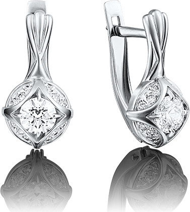 

Серьги женские из золота ЮЗ Платина 02-3766-00-501-1120-38, swarovski, 02-3766-00-501-1120-38