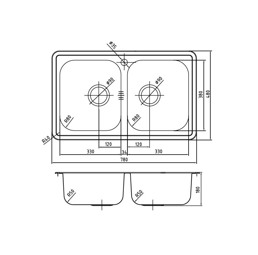 фото Мойка iddis strit str78s2i77 780х480. нержавеющая сталь. шелк. 2 чаши