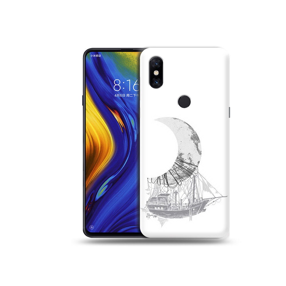 Чехол MyPads Tocco для Xiaomi Mi Mix 3 черно белый корабль полумесяц (PT119757.326.684)