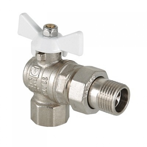 

Кран 3/4 короткая ручка Valtec угловой с американкой (белая)