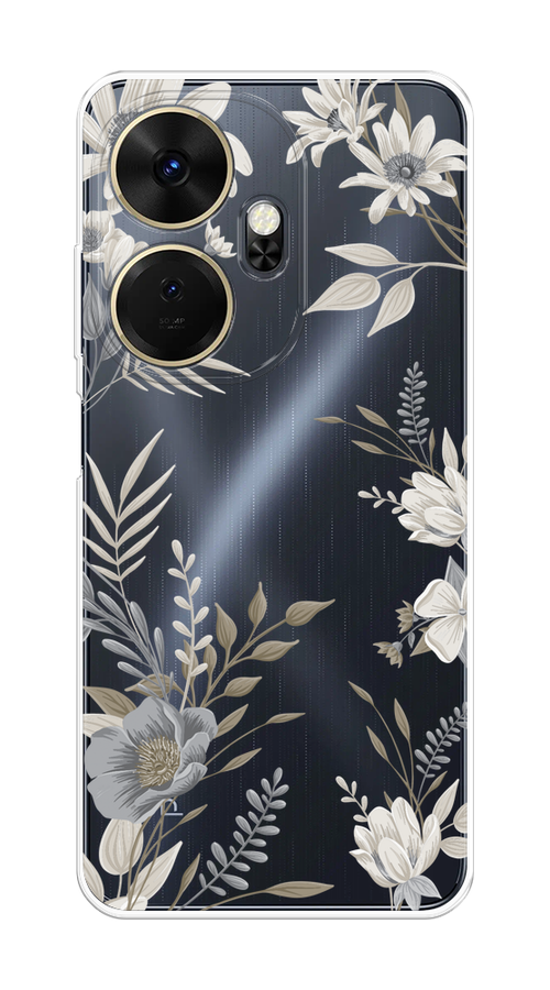 

Чехол на Itel P55 Plus 4G "Цветы сепия", Серый;прозрачный;зеленый;белый, 3201950-1