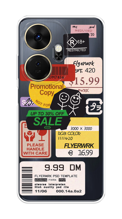 

Чехол на Itel P55 Plus 4G "Коллаж из наклеек", Красный;желтый;зеленый;белый, 3201950-1