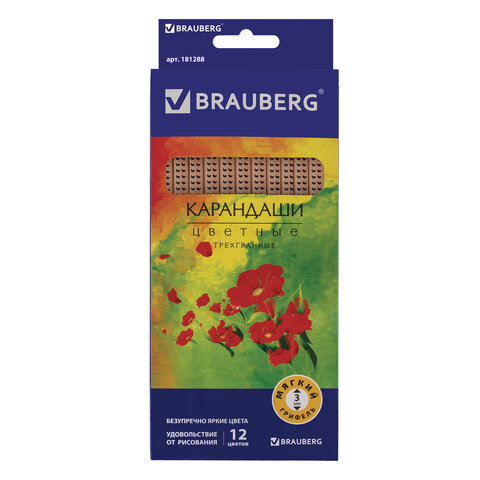 

Карандаши цветные Brauberg "Цветы" - (6 шт), Разноцветные