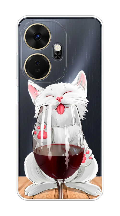 

Чехол на Itel P55 Plus 4G "Кот с бокалом", Прозрачный;белый;красный, 3201950-1