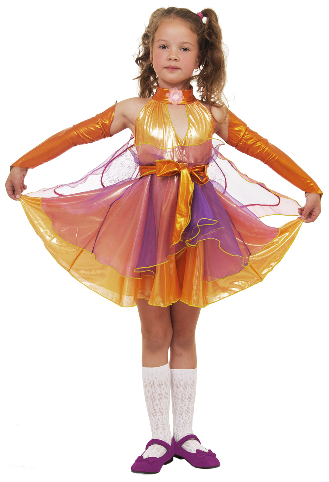 фото Костюм элит классик карнавальный детский фея стрекоза оранжевый 34 (134 см)