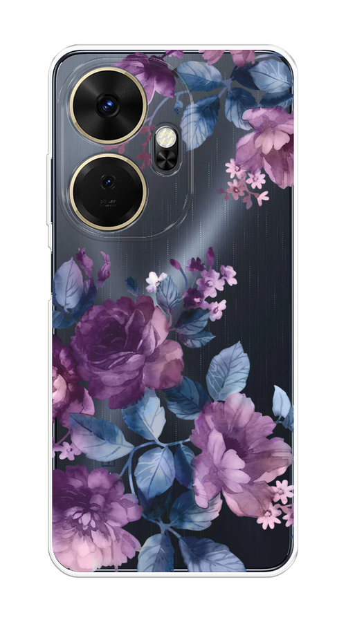 

Чехол на Itel P55 Plus 4G "Purple Blossoms", Синий;фиолетовый, 3201950-1