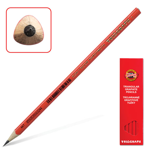 

Карандаш чернографитный KOH-I-NOOR, "Triograph", B, корпус красный, 1802001001KSRU, 48 шт
