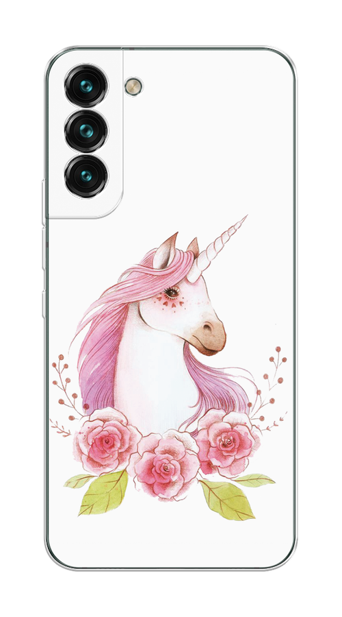 

Чехол на Samsung Galaxy S22 Plus "Единорог цветы", Белый;розовый;серый, 2103950-1