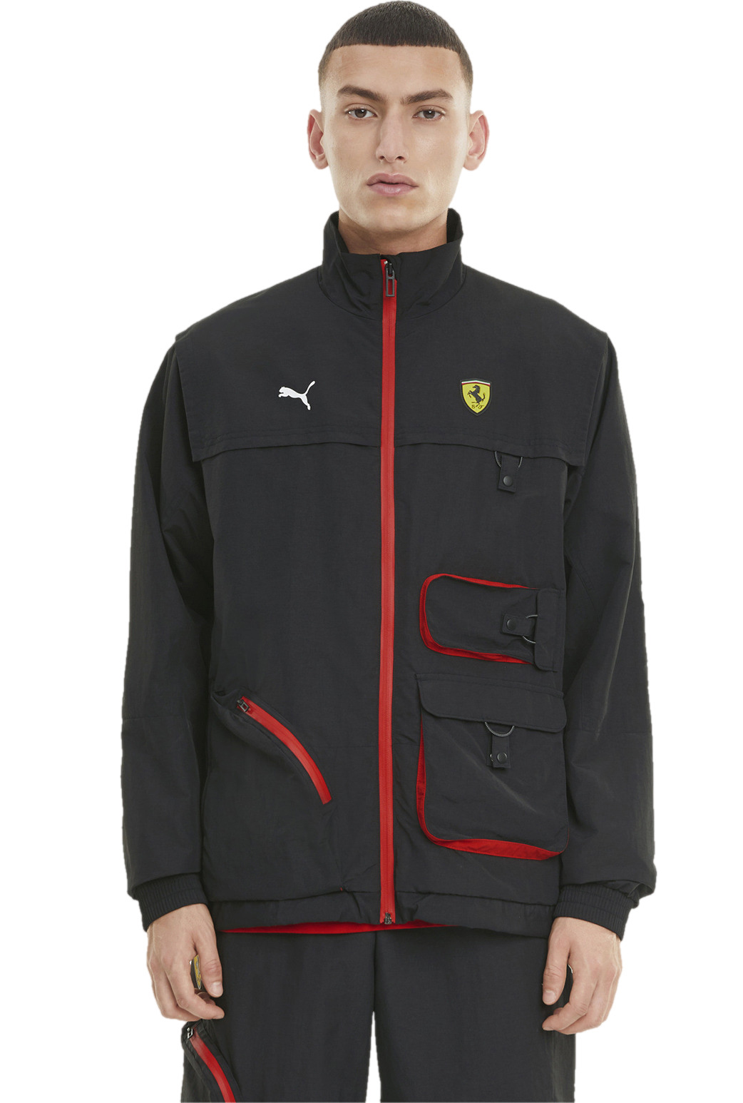 

Спортивная ветровка мужская PUMA Ferrari Race Statement Woven Jacket черная L, Черный, Ferrari Race Statement Woven Jacket