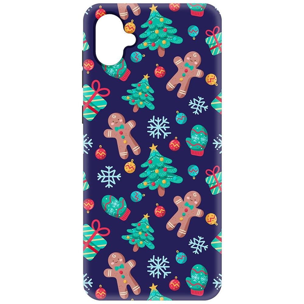 Чехол-накладка Krutoff Soft Case Прянички и елочки для Samsung Galaxy A04e (A042) черный
