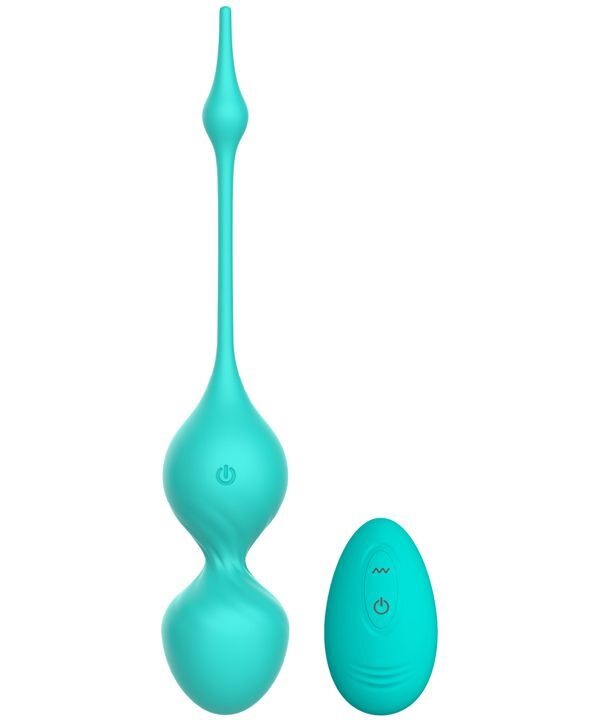 Зеленые вагинальные виброшарики Elsa с пультом 193469