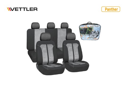 

VETTLER Чехлы автомобильные универс полиэстр+жаккард,черное-серый 9пр ПАНТЕРА VETTLER