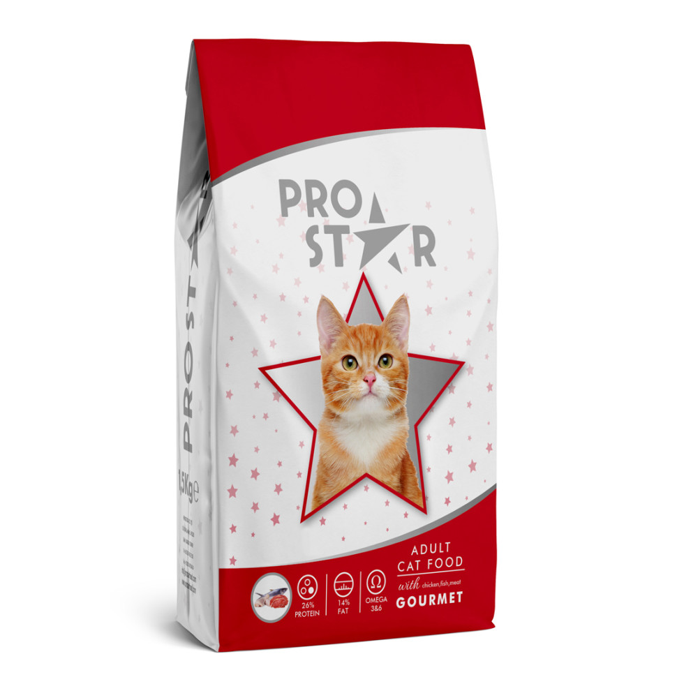 Сухой корм для кошек Prostar Adult Cat Gourmet с курицей и рыбой, 1 кг + 200 г