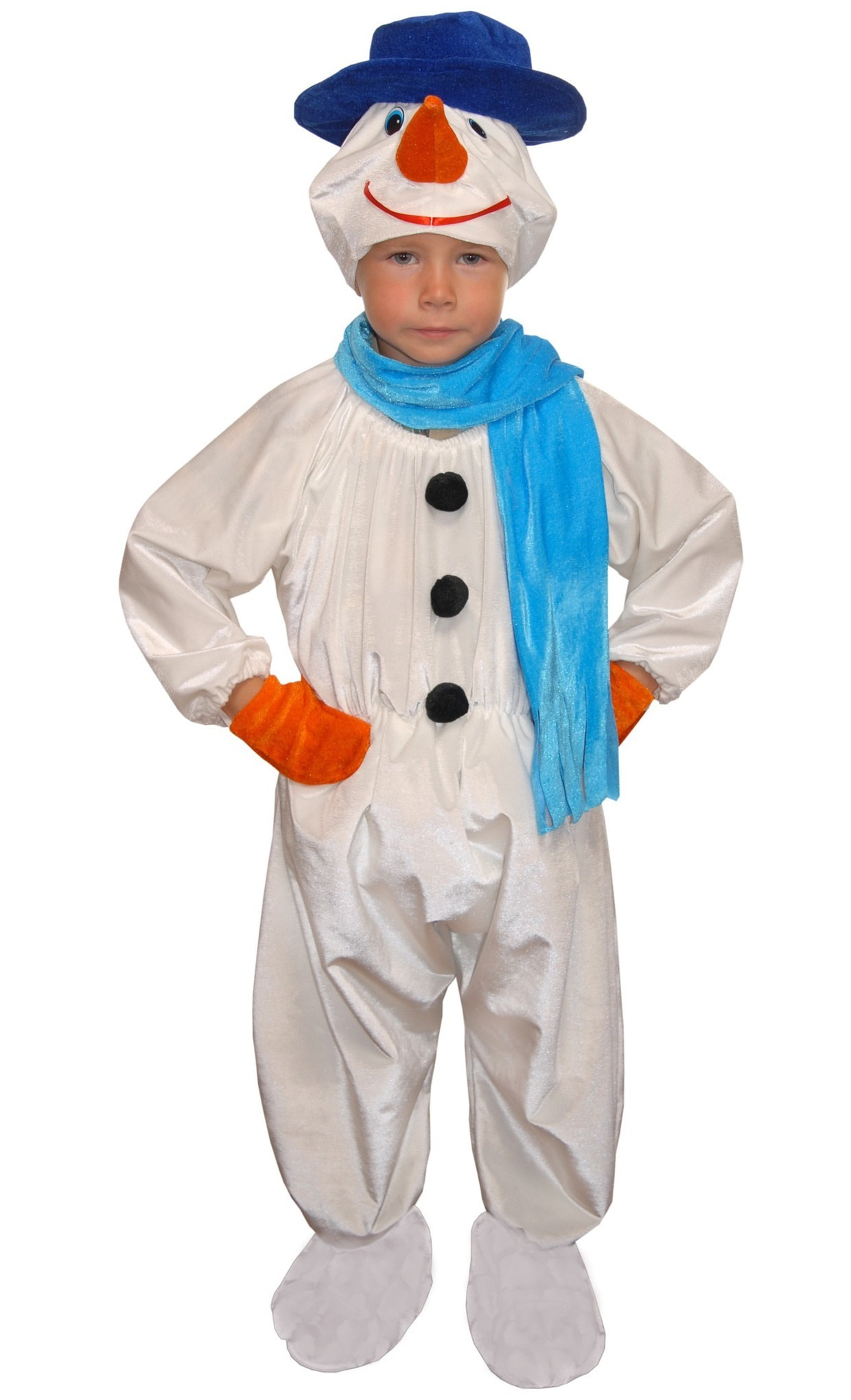 фото Костюм элит классик снеговик с шарфом и варежками детский 28 (116 см)